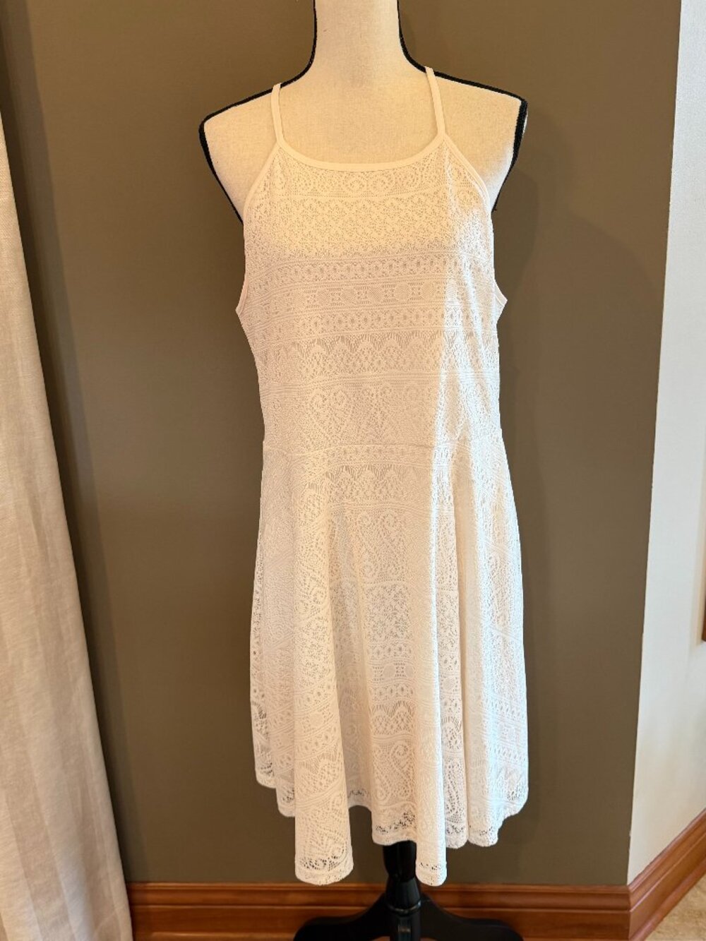 Mossimo Ivory Lace Halter Dress Neutral Summer Party Lined, Size XXL